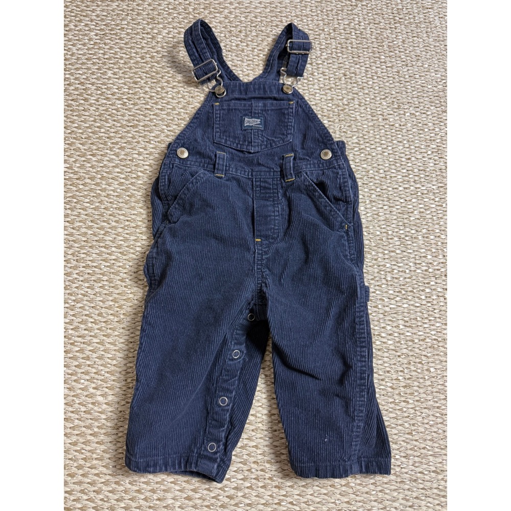 Old Navy Baby Navy Blue Corduroy Overalls 12-18 Months Vintage Bibs Y2K 90's
